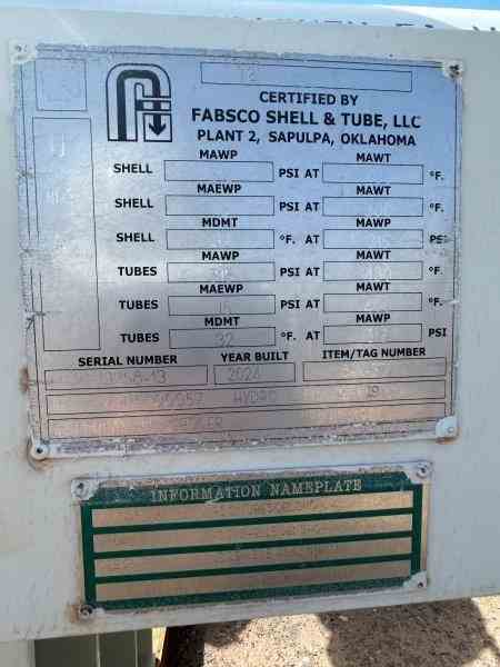 1527 Sq Ft Fabsco Carbon Steel Shell & Tube Heat Exchanger
